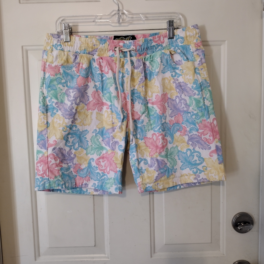 Good Vibes Men's Pastel Floral Drawstring Pull On Shorts Size XL